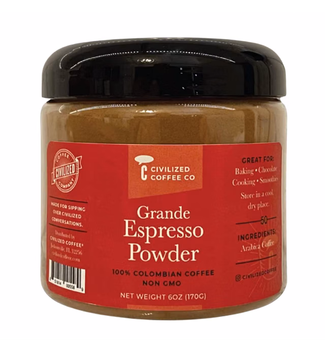 Civilized Coffee Grande Espresso Powder for Baking & Smoothies Non-GMO, Gluten Free, 100% Arabica Coffee Jar (6 oz)
