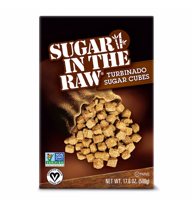 Sugar In The Raw Granulated Turbinado Cane Sugar Cubes, No Added Flavors or erythritol, Pure Natural Sweetener, Hot & Cold Drinks, Coffee, Vegan, Gluten-Free, Non-GMO, 25 Counts (12-Pack)