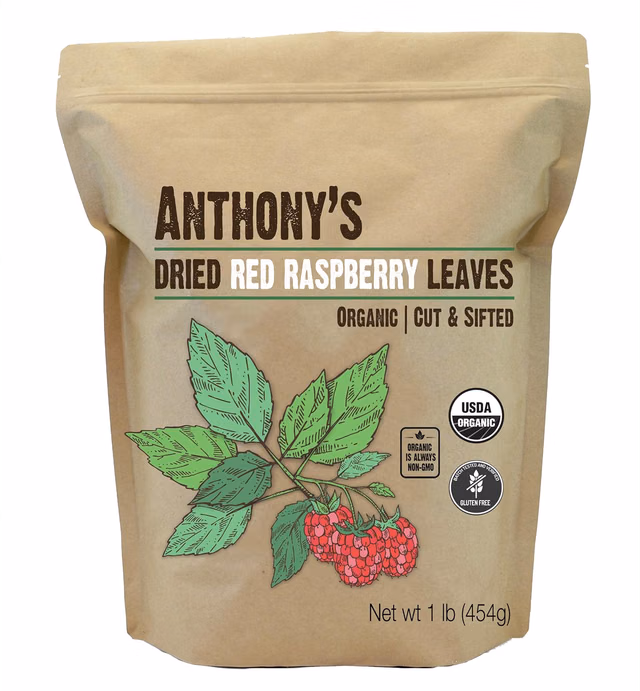 Anthony's Organic Red Raspberry Leaves, 1 lb, Cut & Sifted, Gluten Free, Non GMO, Non Irradiated, Keto Friendly
