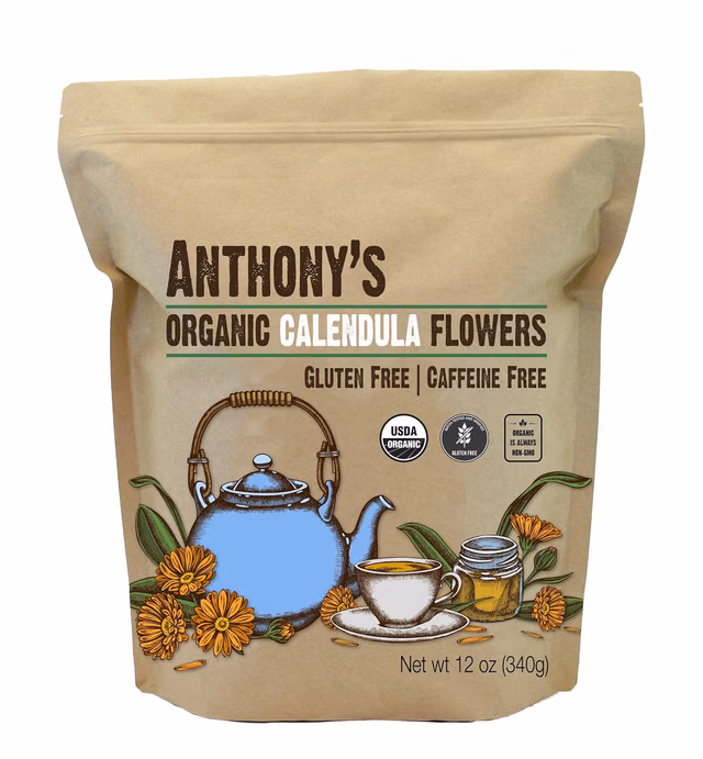 Anthony's Organic Calendula Flowers, 12 oz, Whole Flowers and Petals, Herbal Marigold Tea, Caffeine Free