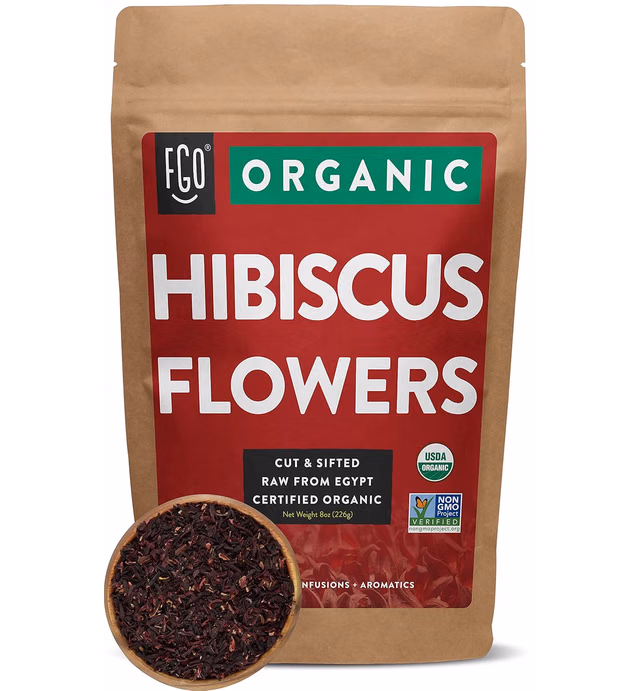 Organic Hibiscus Flowers | Loose Tea (100+ Cups) | Cut & Sifted | 8oz/226g Resealable Kraft Bag | 100% Raw From Egypt | by FGO