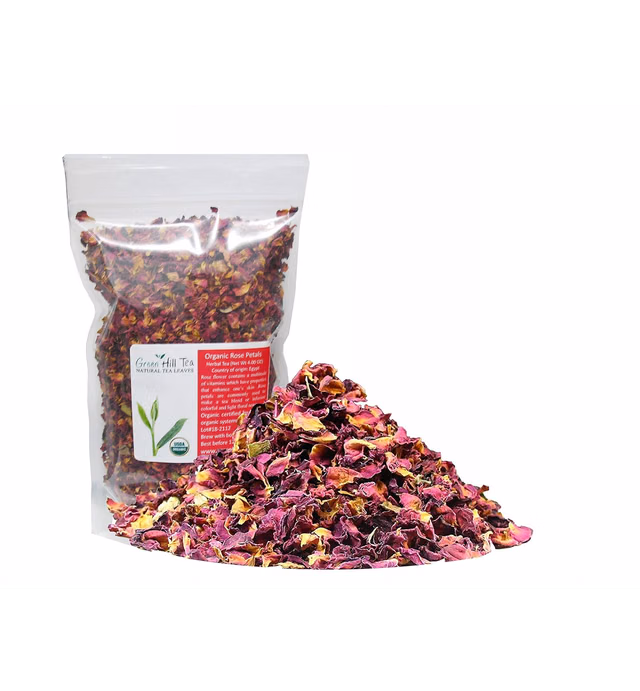 Organic Rose Flower Rose Petals Tea caffeine free herbal tea (Organic Rose Flower 4 OZ)