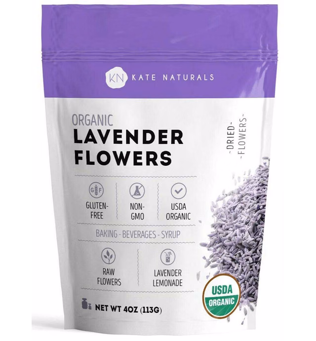 Dried Lavender Flowers for Tea and Soap Making (4oz) - Kate Naturals. USDA Organic Dried Flowers From Lavender Plant for Lavender Tea & Lemonade. Culinary Lavender and Edible Lavender Buds.