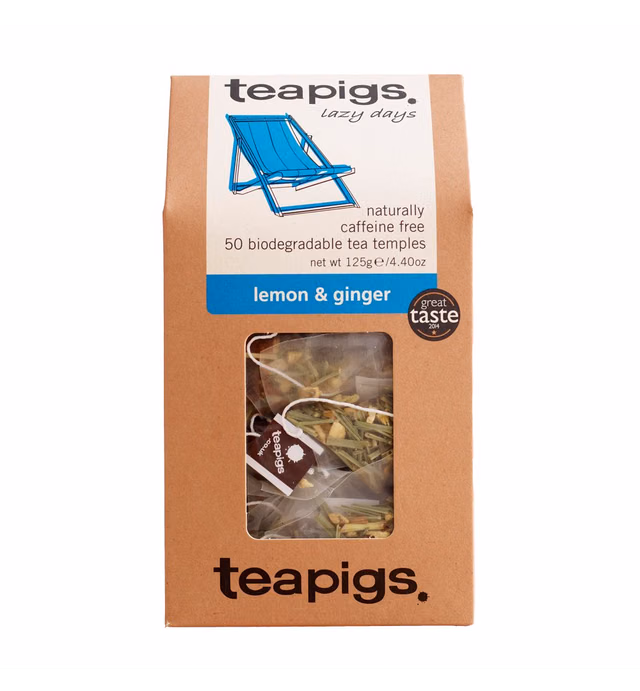 teapigs Herbal Tea Bags Made With Whole Leaves Pack of Tea bags, Ginger Lemon, 50 Count