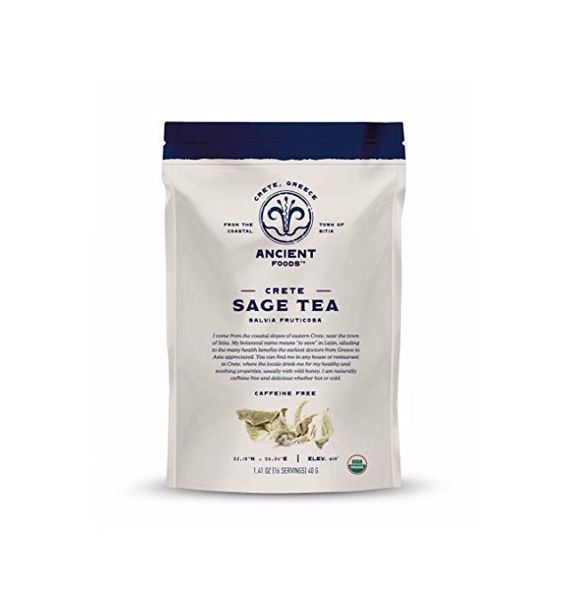 Ancient Foods Organic Cretan Sage Tea – Organic and Naturally Caffeine Free Tea Loose Leaf from Crete, Greece (40g)