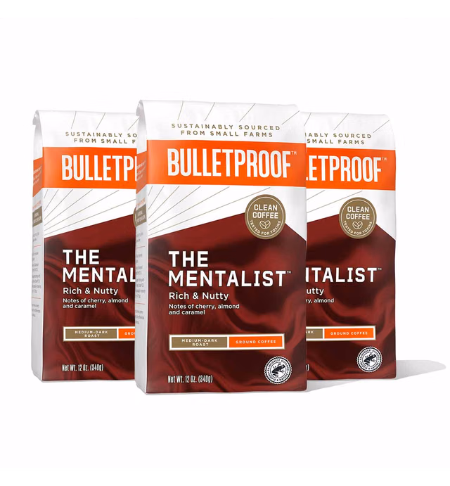 Bulletproof The Mentalist Medium-Dark Roast Ground Coffee, 12 Ounces (Pack of 3), 100% Arabica Coffee Sourced from Guatemala, Colombia & El Salvador
