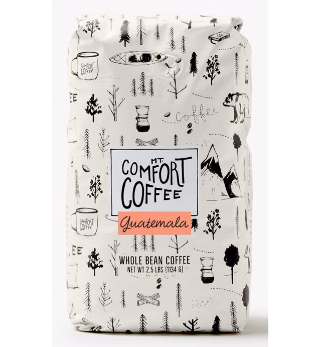 Mt. Comfort Coffee Guatemala Medium Roast, 2.5 lb Bag - Sourced From Small, Guatemalan Coffee Farms - Flavor Notes of Chocolate & Caramel - Roasted Whole Beans