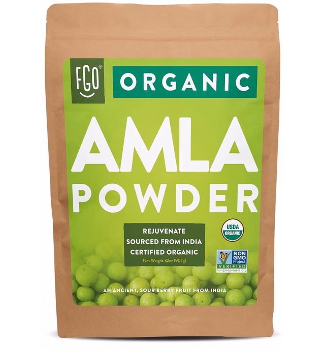 Organic Amla Powder (Amalaki) | 32oz Resealable Kraft Bag (2lb) | 100% Raw From India | by FGO