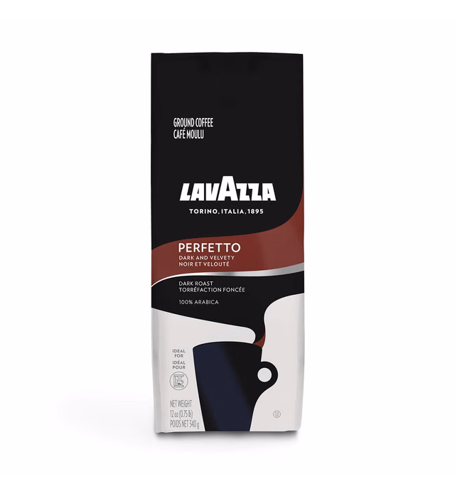 Lavazza Perfetto Ground Coffee Blend, Dark Roast, Value Pack, Non-GMO, 100% Arabica, Full-bodied, 12 Ounce (Pack of 6)
