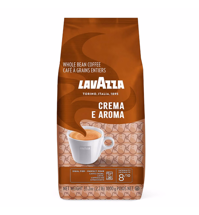 Lavazza Roasted Coffee Beans, Crema E Aroma, 2.20 lbs (Pack of 6)