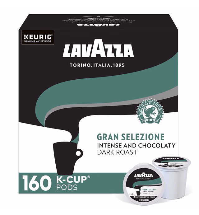 Lavazza SingleServe Coffee KCups for Keurig Brewer Pack of, Gran Selezione, 160 Count, (Pack of 4) Authentic Italian, Value Pack, 100% Arabica, Rainforest Alliance Certified 100% sustainably grown