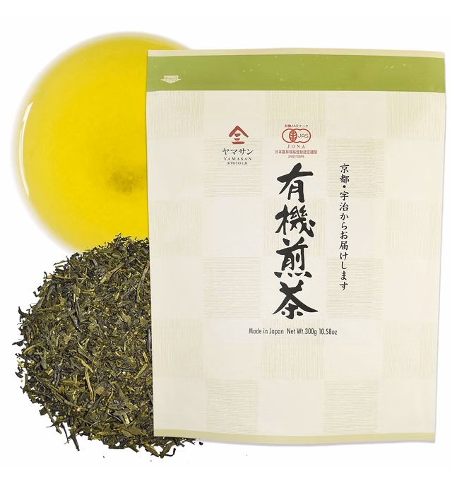 Green Tea leaves Sencha Bulk, JAS Certified Organic,Japanese Tea, Uji-Kyoto, 300g Bag 【YAMASAN】