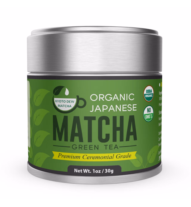 Kyoto Dew Matcha – Organic Premium Ceremonial Grade from Japan Matcha Green Tea Powder – Radiation Free, Non Fillers, Zero Sugar – USDA & JAS Certified Organic 30g (1oz) Tin