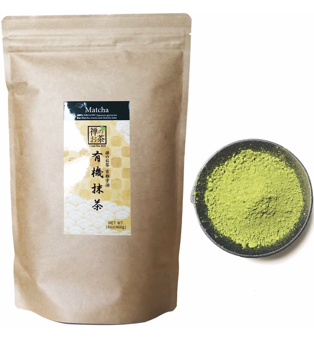 Zen no Megumi Zen no Ocha Japanese Matcha Powder Green Tea 100% Organic Made in Kyoto Japan (16oz (460g))