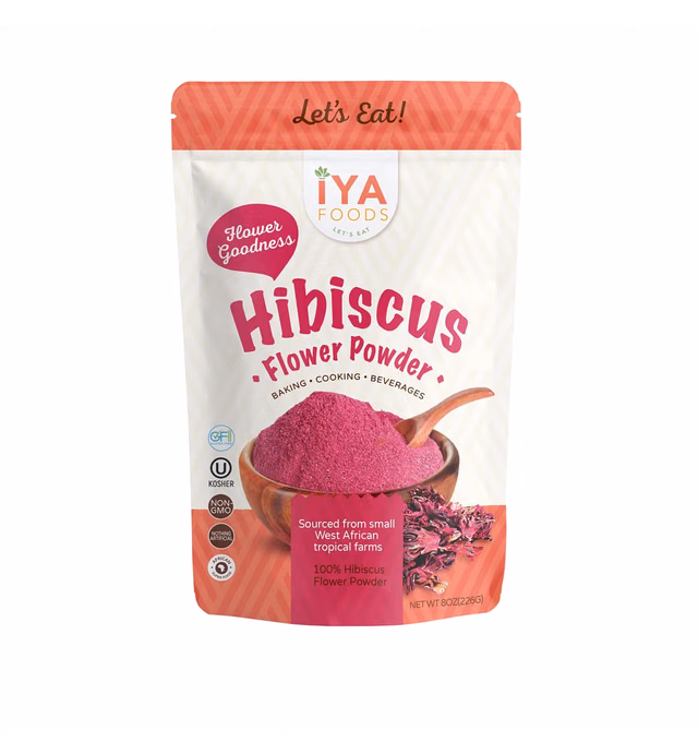 Iyafoods, GlutenFree, Hibiscus Flower Powder, Kosher Certified (Hibiscus Sabdariffa Flower Powder,Dry Roselle Powder) Non GMO, No Preservative - 8 Ounces