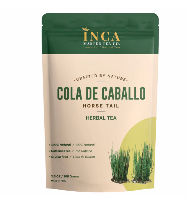 INCA MASTER Cola De Caballo Herbal Horsetail All-Natural Dried Loose Leaf Tea for Healthy Skin – Pack of 1 3.5oz(100g) Caffeine Free - Organic Source of Vitamin C Wild Crafted from PERU