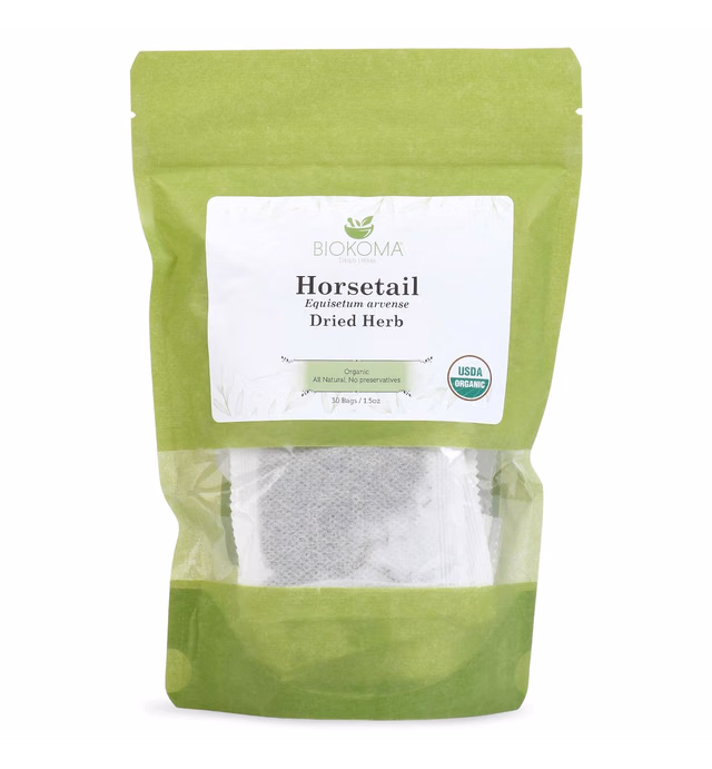 Pure and Organic Biokoma Horsetail Dried Leaves 30 Tea Bags 1.5oz In Resealable Moisture Proof Pouch