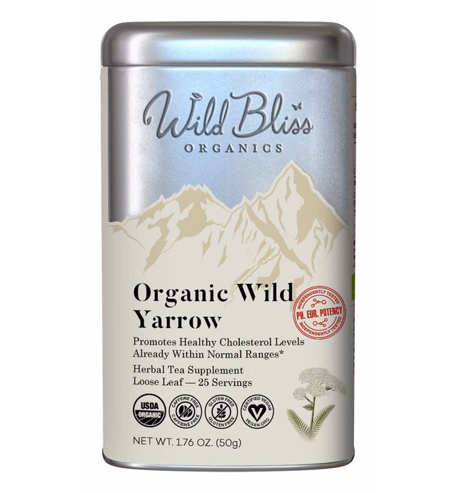 Organic Yarrow Tea - Caffeine Free Loose Leaf Herbal Tea - Pharmacopoeia Potency - 1.76 Ounces - 25 Servings
