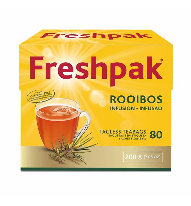 Freshpak Rooibos Tea | 80 Tagless Teabags | Natural Premium Rooibos | Naturally Caffeine Free | Keto Friendly | Rooibos From South Africa | Non GMO