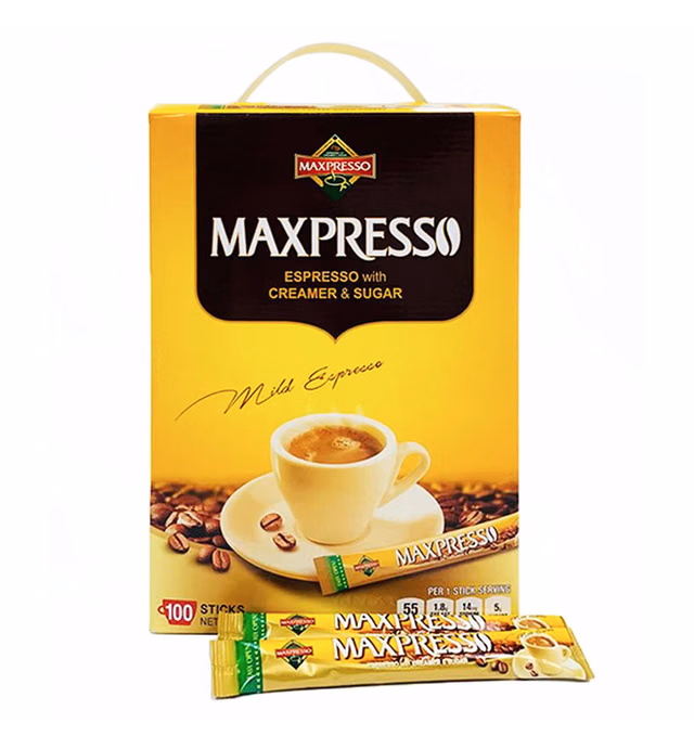 Maxpresso, 3-in-1 Korean Instant Coffee Mix Packets, Single Serve, 100 Sticks