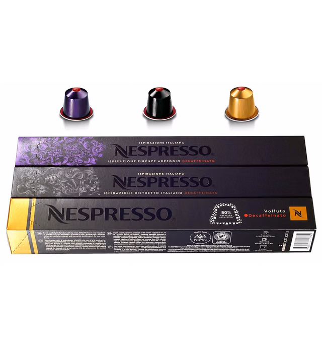 [European Version] Nespresso Original Line Variety of Decaffeinato: Arpeggio, Ristretto, Volluto, 10 Count (Pack of 3)