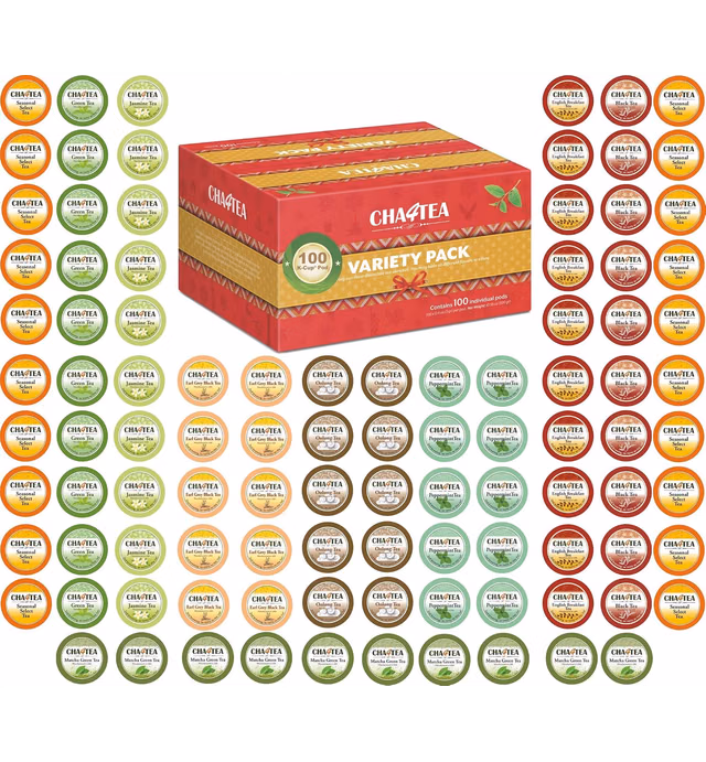 Cha4TEA 100-Count Variety Sampler Pack for Keurig K-Cup Brewers, 10 Flavors
