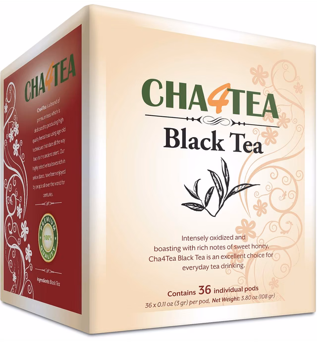 Cha4TEA 36-Count Black Tea Pods for Keurig K-Cup Brewers