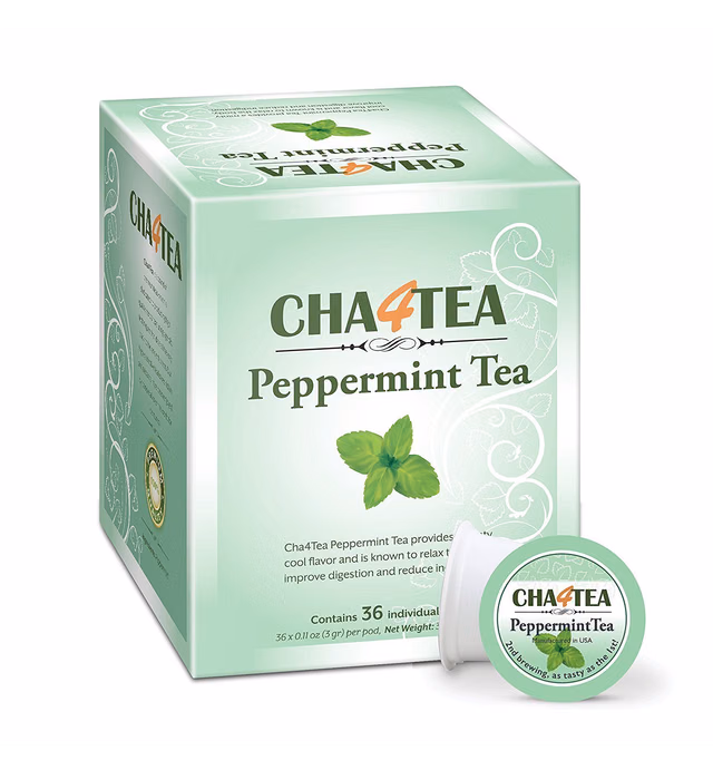 Cha4TEA 36-Count Peppermint Tea Pods for Keurig K-Cup Brewers