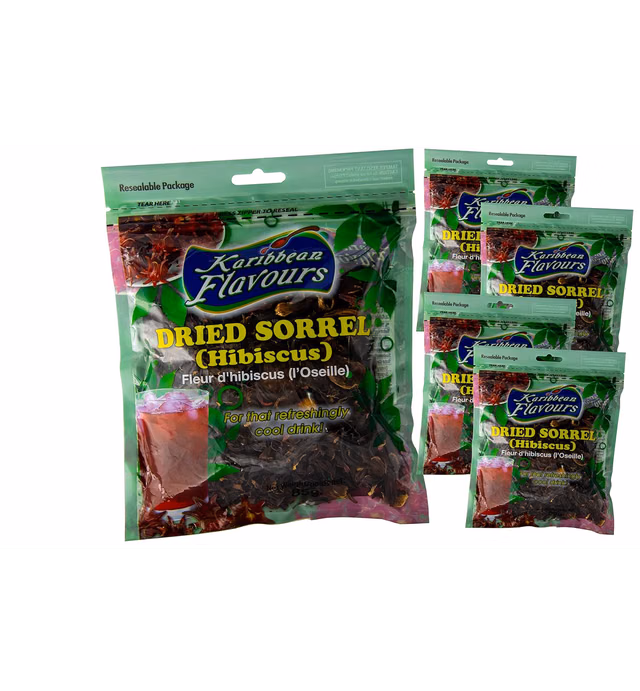 Premium Sorrel (5 pack) Hibiscus Flower Whole Petal 5 x 3 Oz | Dried Raw Natural | Flor de Jamaica | Vegan | Makes A Refreshing Iced Tea Or Hot Tea
