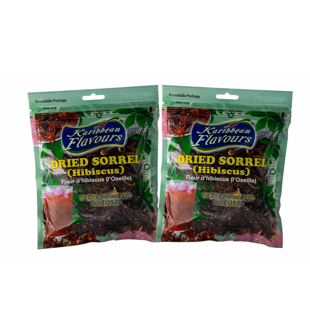 Sorrel Hibiscus Flowers (2 x 3Oz.) Herbal Tea Whole Petal 6 Oz - 100% Natural Dried Raw - Non GMO - Vegan - USFDA Inspected - Makes Refreshing Iced Tea Or Hot Tea