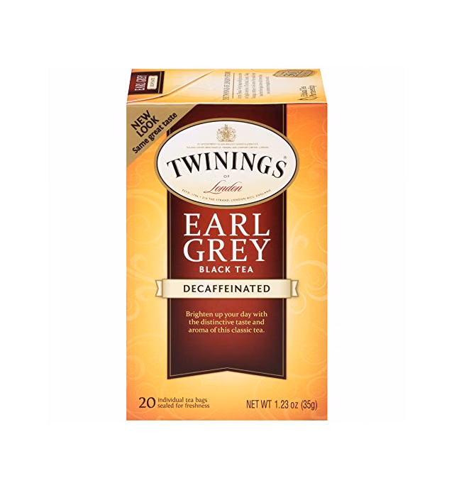 Twinings of London Decaffeinated Earl Grey Black Tea Bags, 20 Count