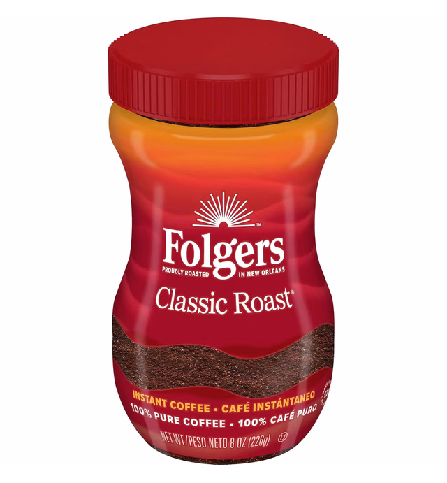 Folgers Classic Roast Instant Coffee Crystals, 8 Ounces