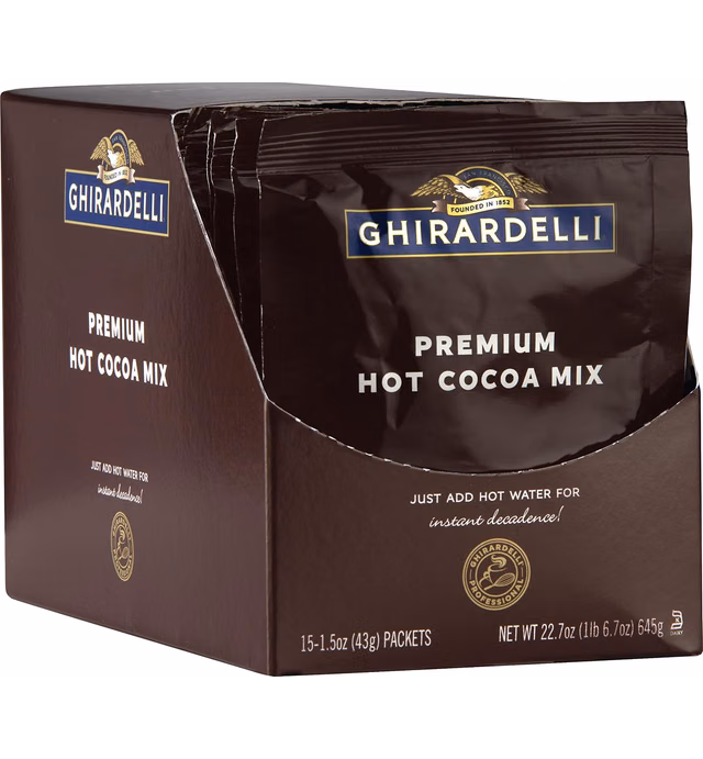 Ghirardelli Premium Hot Cocoa Envelopes, Rich chocolate, 22.7 Ounce (Pack of 15)