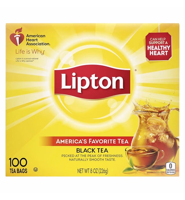 Lipton Black Tea Bag, 100 Count (Pack of 6)