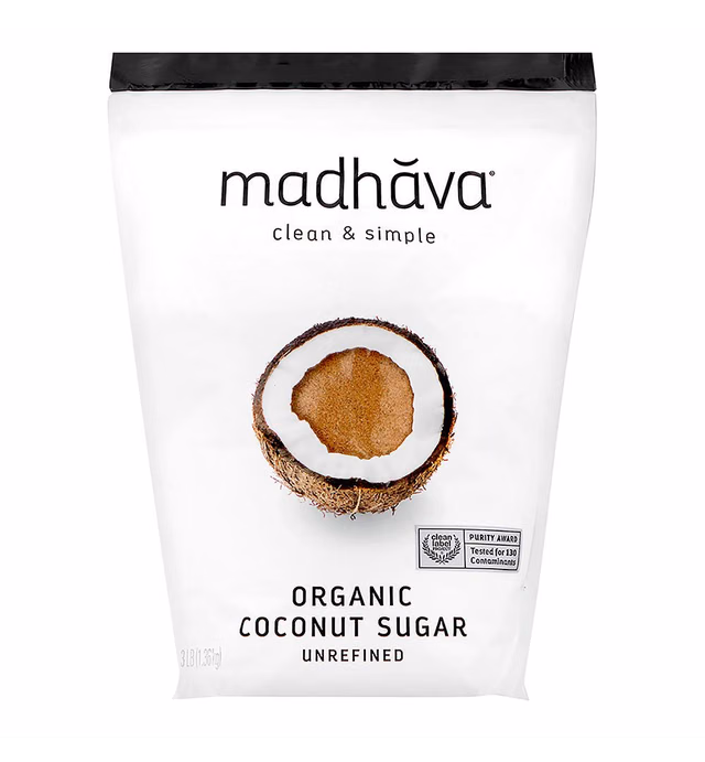 MADHAVA Organic Coconut Sugar 3 Lb. Bag (Pack of 1), Natural Sweetener, Sugar Alternative, Unrefined, Sugar for Coffee, Tea & Recipes, Vegan, Organic, Non GMO