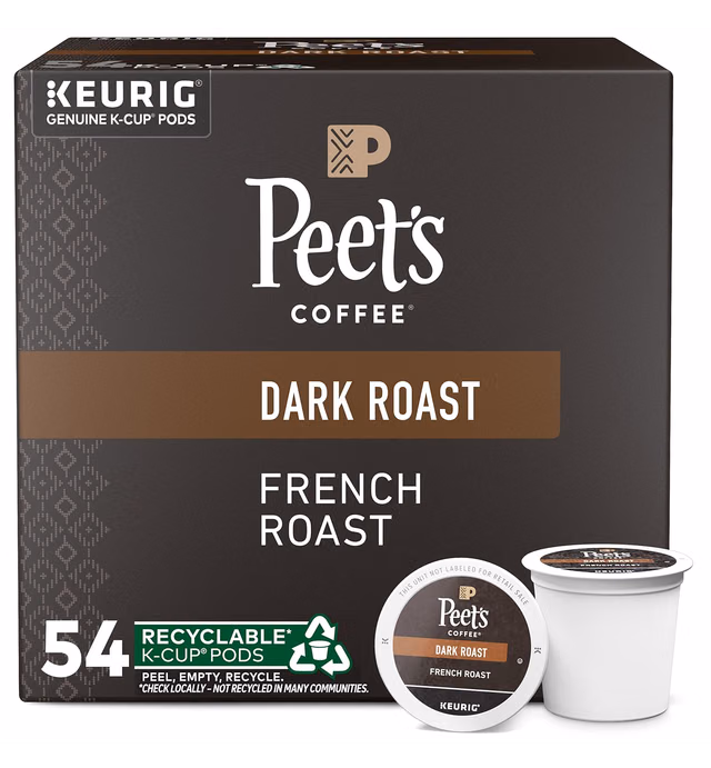 Peet's Coffee, Dark Roast K-Cup Pods for Keurig Brewers - French Roast 54 Count (1 Box of 54 K-Cup Pods)