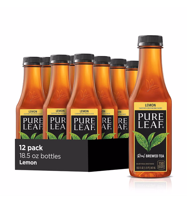 Pure Leaf Iced Tea, Sweetened, Real Brewed Black Tea, Lemon, 18.5 Fl Oz (Pack of 12)