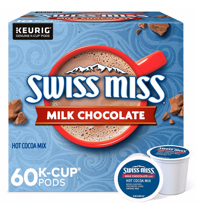Swiss Miss Milk Chocolate Hot Cocoa, Keurig Single Serve K Cup Pods, Flavored K Cups, 60Count