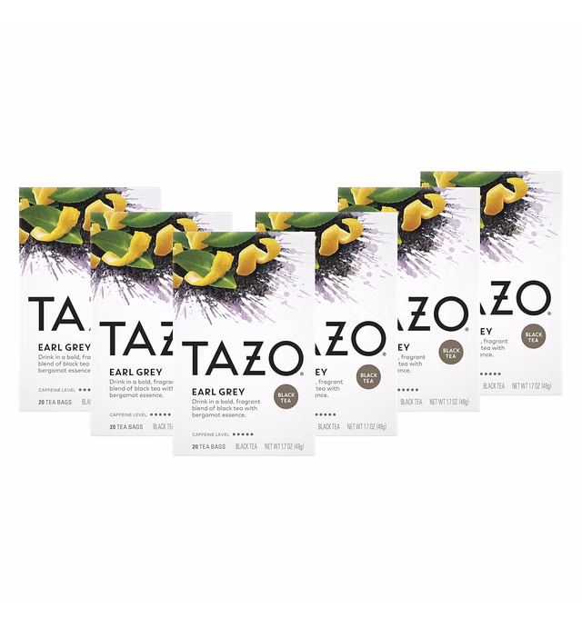 TAZO Tea Bags, Earl Grey, High Caffeine and Bold Flavor, 20 Tea Bags (Pack of 6)
