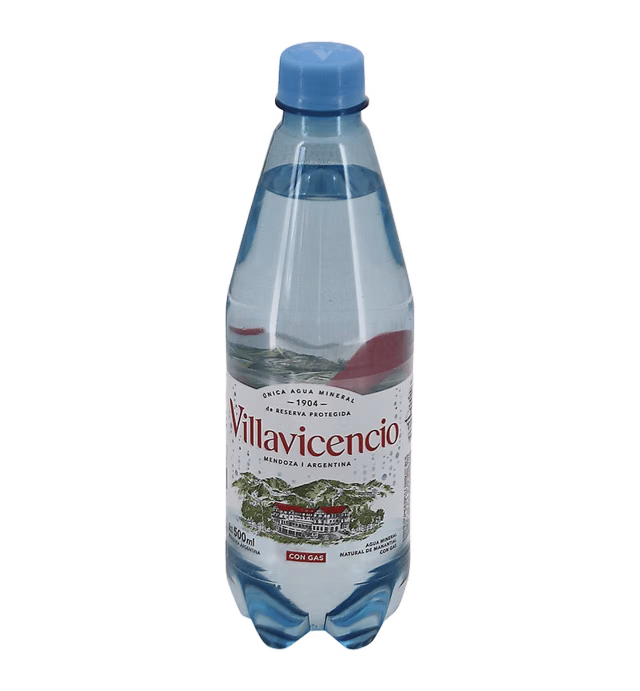 Agua Mineral Natural de Manantial Villavicencio con gas