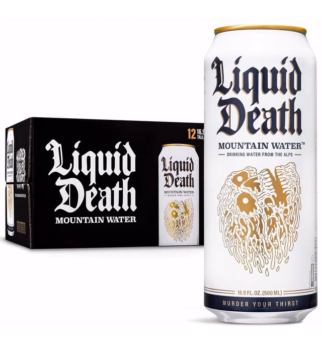 Liquid Death Artesian Mountain Water (Still), 16.9 oz Tallboys (12-Pack)