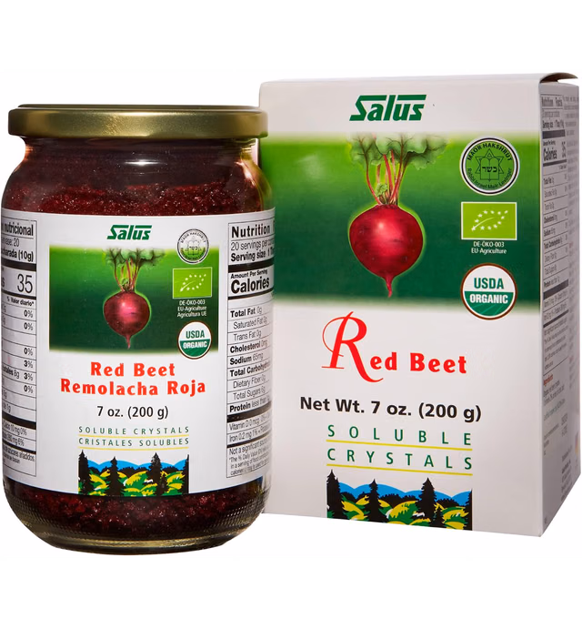 Salus, Organic Red Beet Crystals, Nutritional Dissolving Mix-in for Food and Drinks, 7 Oz, Unflavored