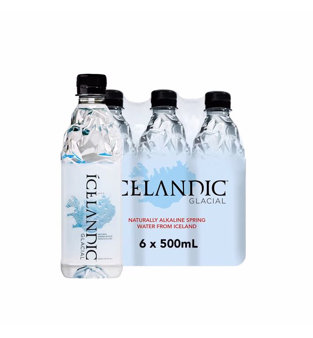 Icelandic Glacial Natural Spring Alkaline Water, 500 mL (6 Count)