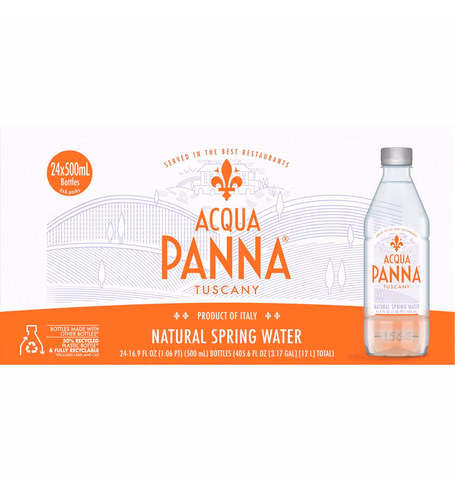 Acqua Panna Natural Spring Water, 16.9 Fl. Oz. Plastic Bottles, Pack of 24