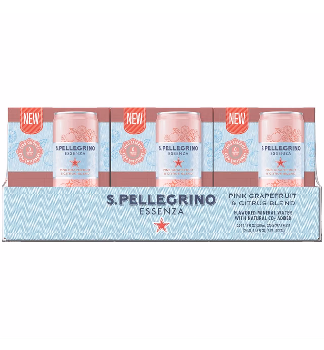 S.Pellegrino Essenza Pink Grapefruit Citrus Blend Flavored Mineral Water with Natural CO2 Added
