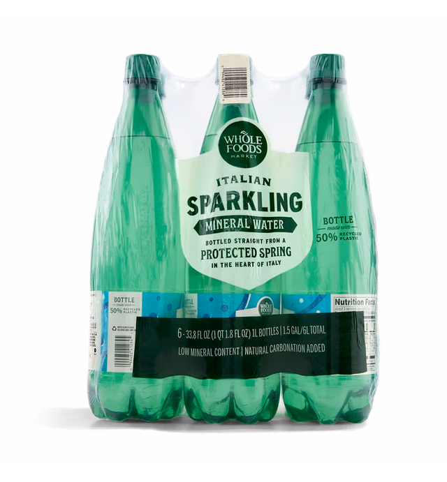 Whole Foods Market, Italian Sparkling Mineral Water 6 Pack, 33.8 Fl Oz