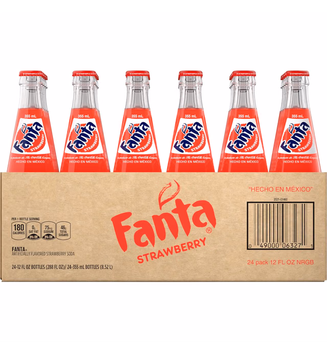 Mexican Fanta Strawberry Glass Bottle, 12 fl oz