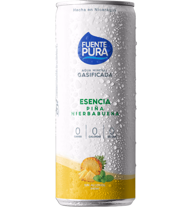 Fuente Pura Agua Mineral Gasificada Esencia Piña Hierbabuena