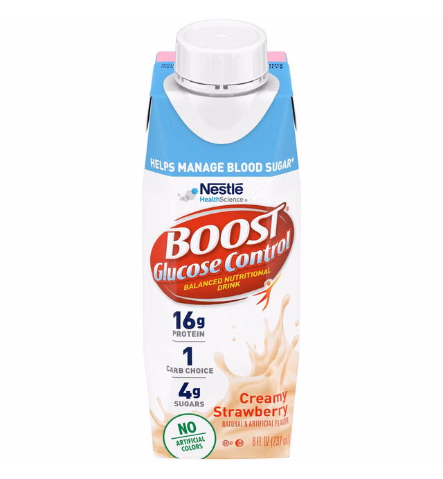 BOOST Glucose Control, Creamy Strawberry, Liquid, 8 fl oz Carton (4 x 6 Packs)