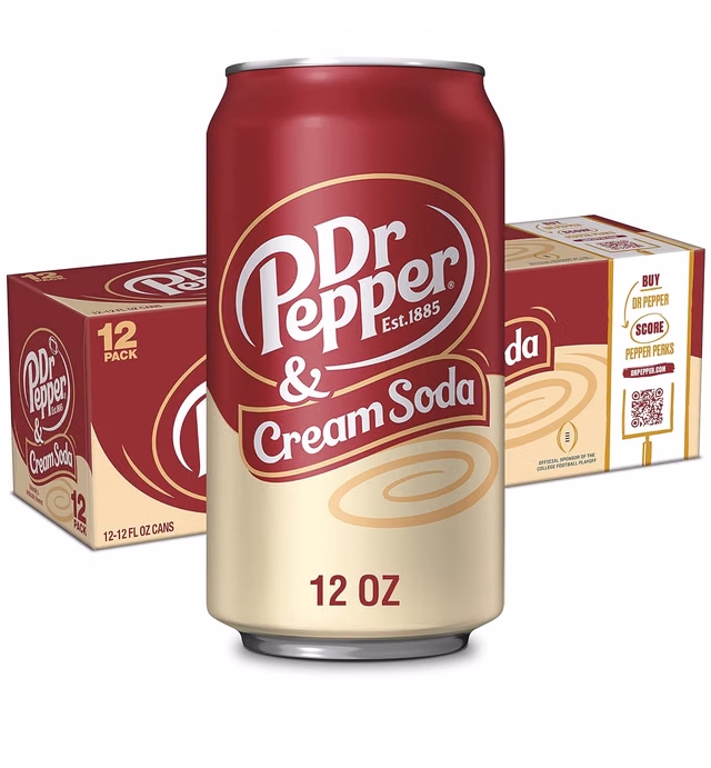 Dr Pepper & Cream Soda, 12 fl oz cans, 12 pack